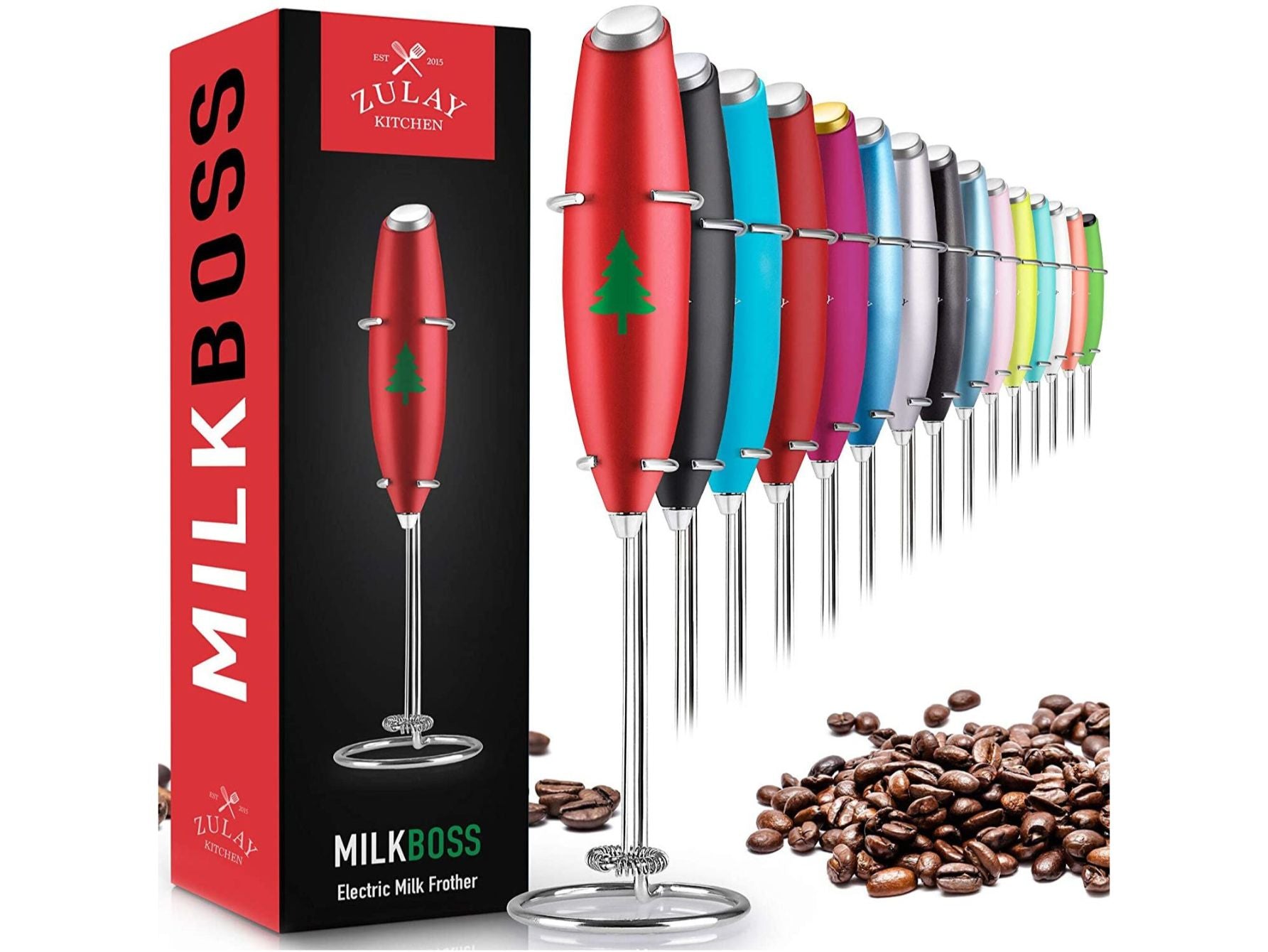 Zulay Kitchen - Milk Frother with Stand (Christmas Edition)