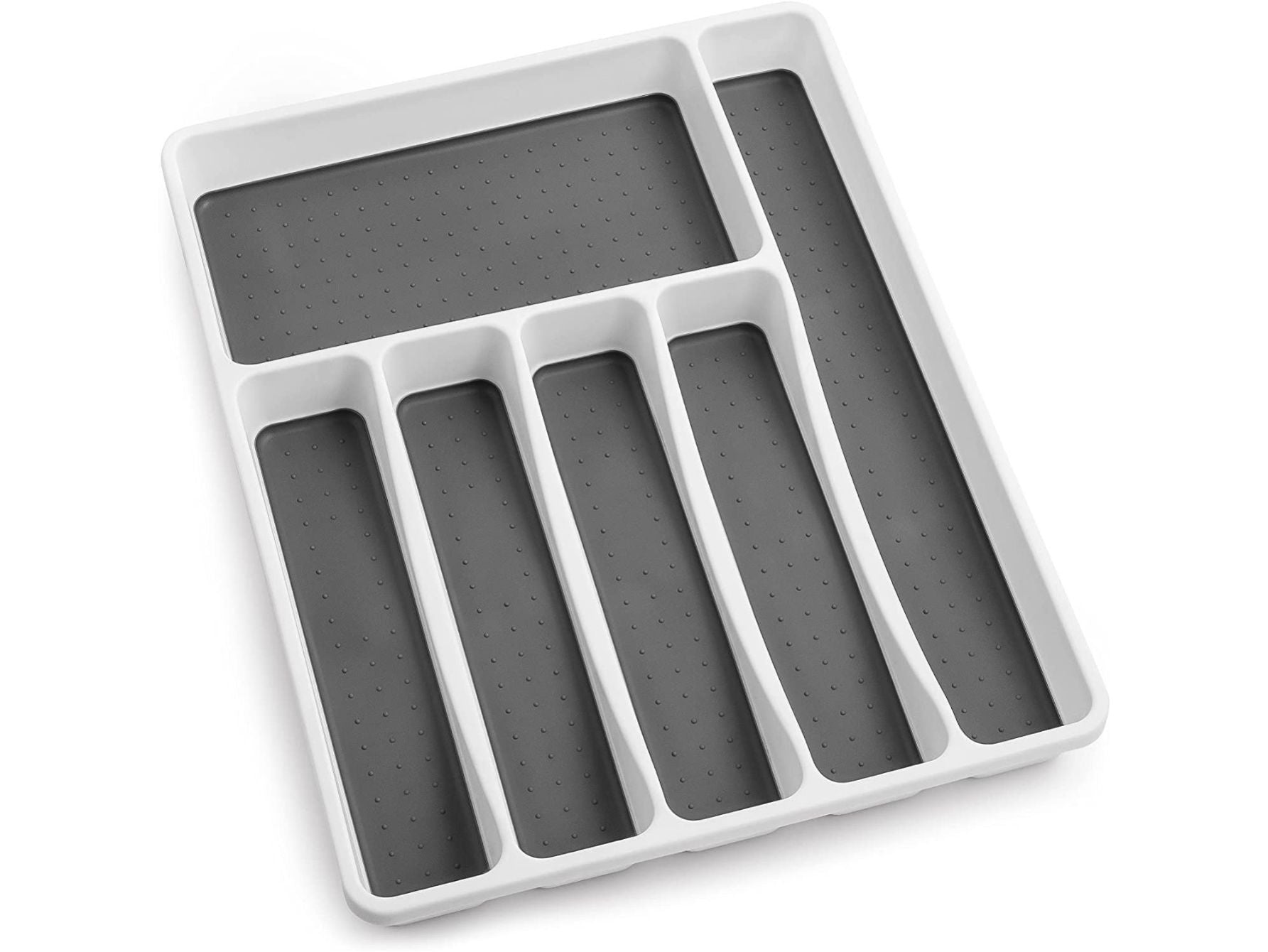 Zulay Kitchen 6 Compartment Silverware Organizer Tray Polypropylene, White