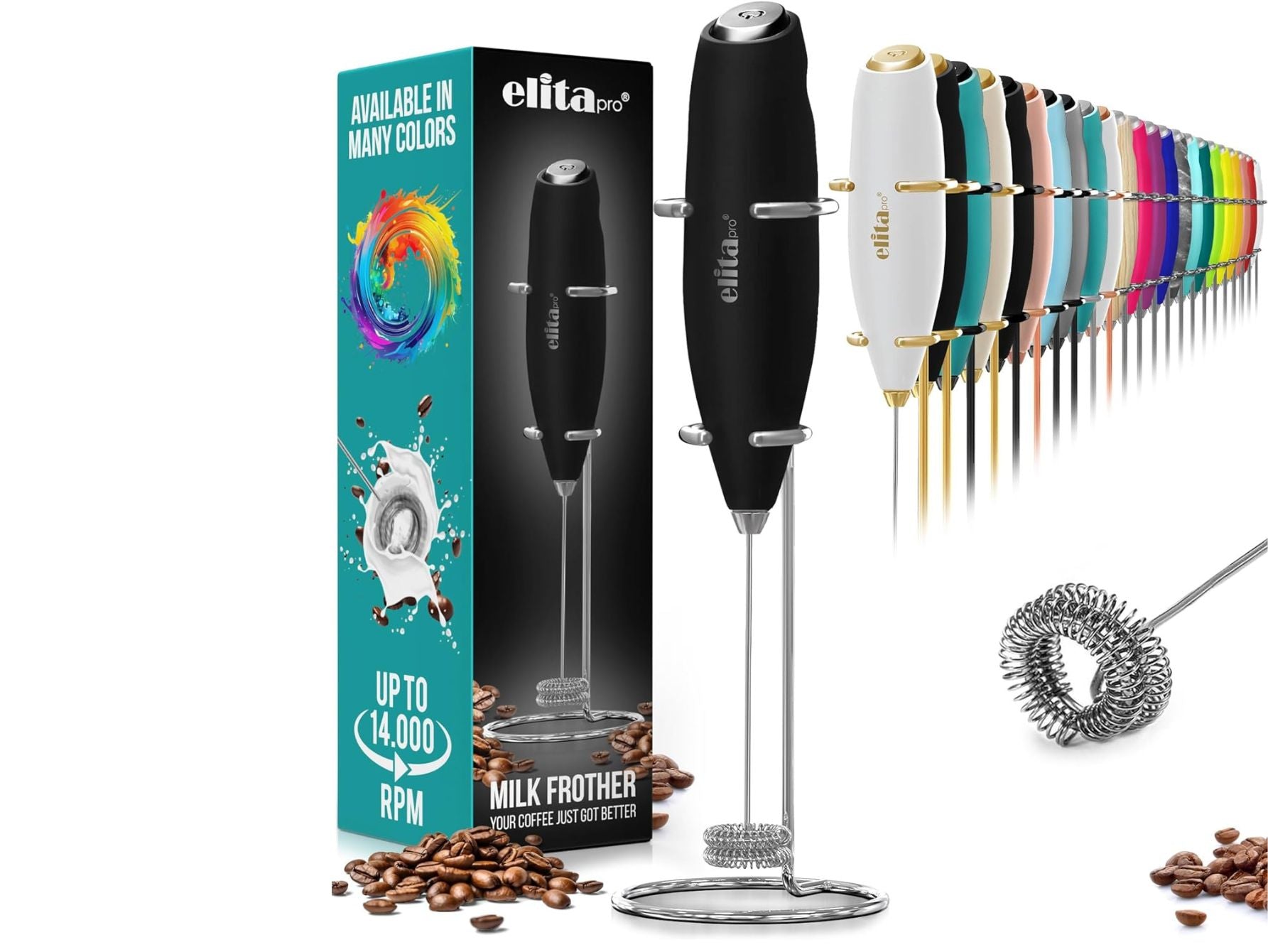 ElitaPro Powerful Milk Frother Wand - Handheld Coffee Frother
