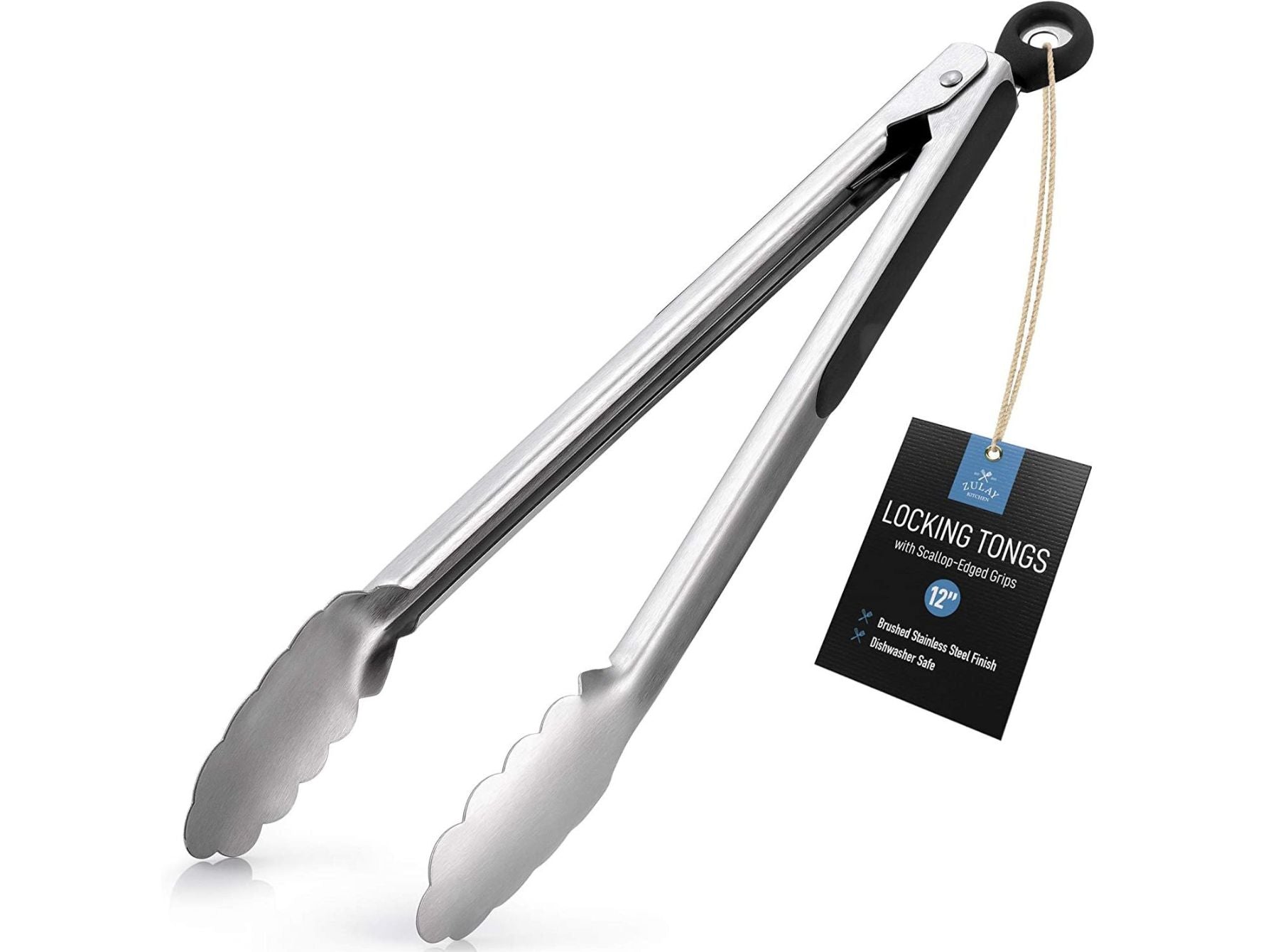 Zulay Kitchen Tongs With Silicone Tips and Lock Mechanism (9 & 12 ) -  Silver - Light Blue, 2 - Fry's Food Stores