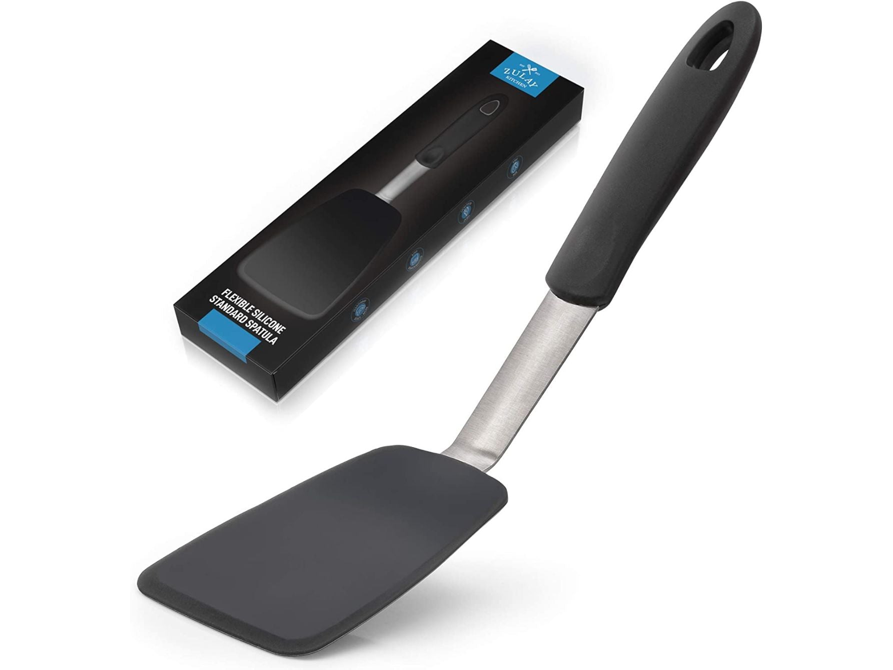 Nonstick Silicone Knife Shaped Flexible Kitchen Spatula Scraper  Turner,Kitchen Cooking Utensils With Nylon Core (Blue)