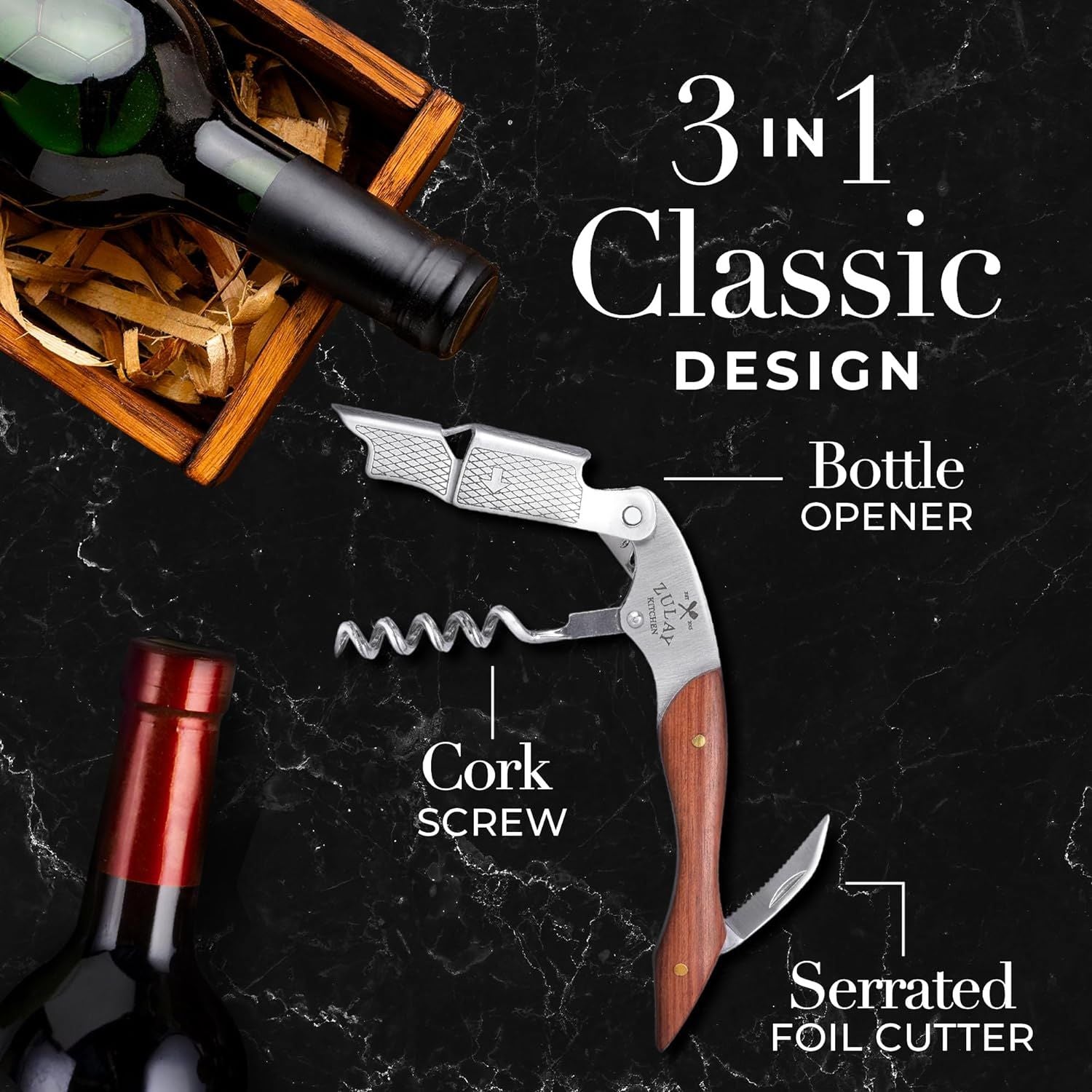 3-in-1 Classic Design Corkscrew by Zulay Kitchen