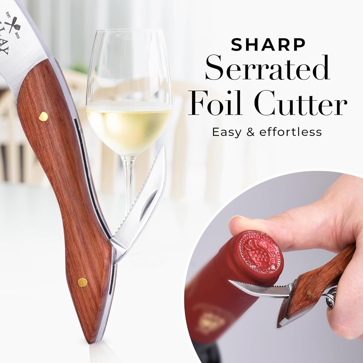 Built-in Serrated Foil Cutter by Zulay Kitchen