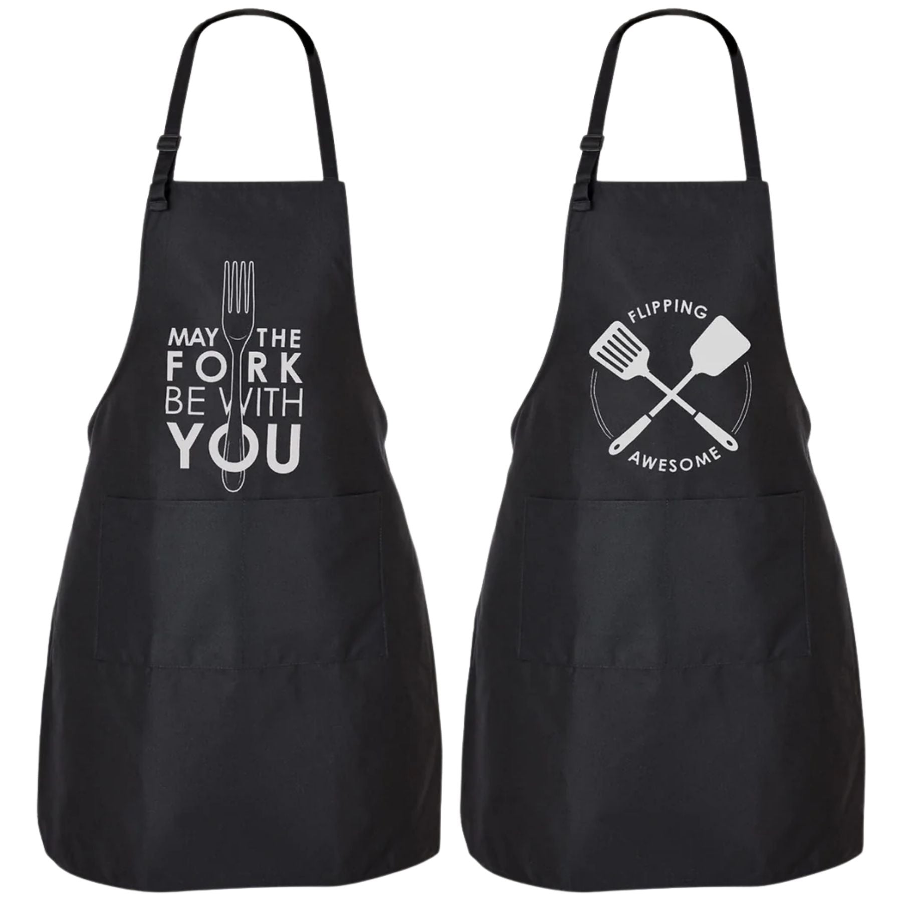 Funny Aprons for Men, Women & Couples - Fork Spatula Set by Zulay Kitchen