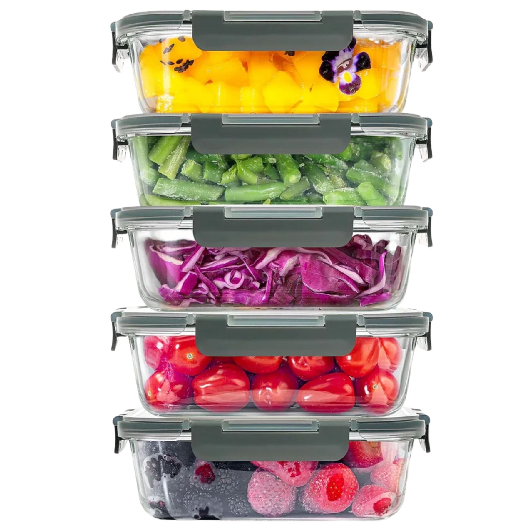 Snap Lock Glass Food Containers by Zulay Kitchen
