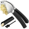 Garlic Press Comfort Grip with Peeler and Brush-Black by Zulay Kitchen