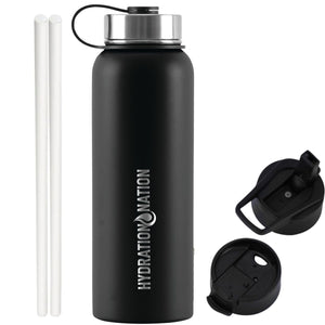 Hydration Nation Thermo Insulated Water Bottle- Midnight Black by Zulay Kitchen