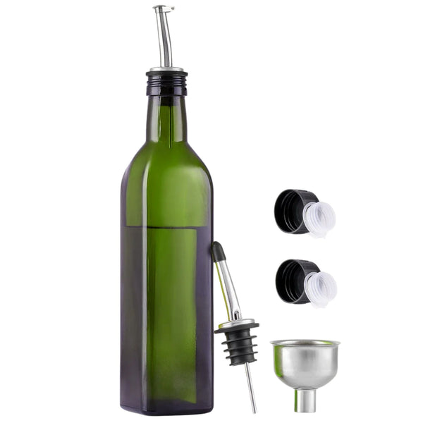 Olive Oil Dispenser Bottle with Accessories-1 Pack - Dark Olive Green by Zulay Kitchen 