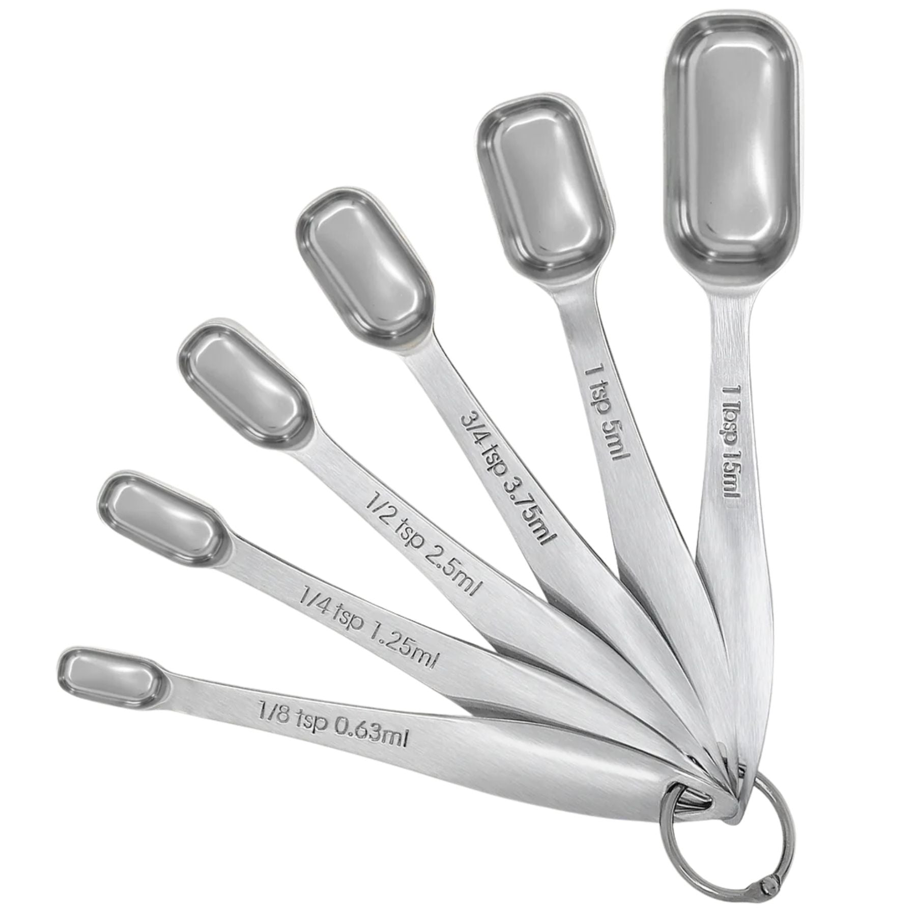 Stainless Steel Rectangular Measuring Spoons Set - Slim Design (Set of 6) by Zulay Kitchen