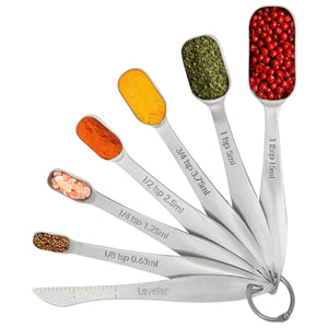 Stainless Steel Rectangular Measuring Spoons Set - Slim Design (Set of 7) by Zulay Kitchen