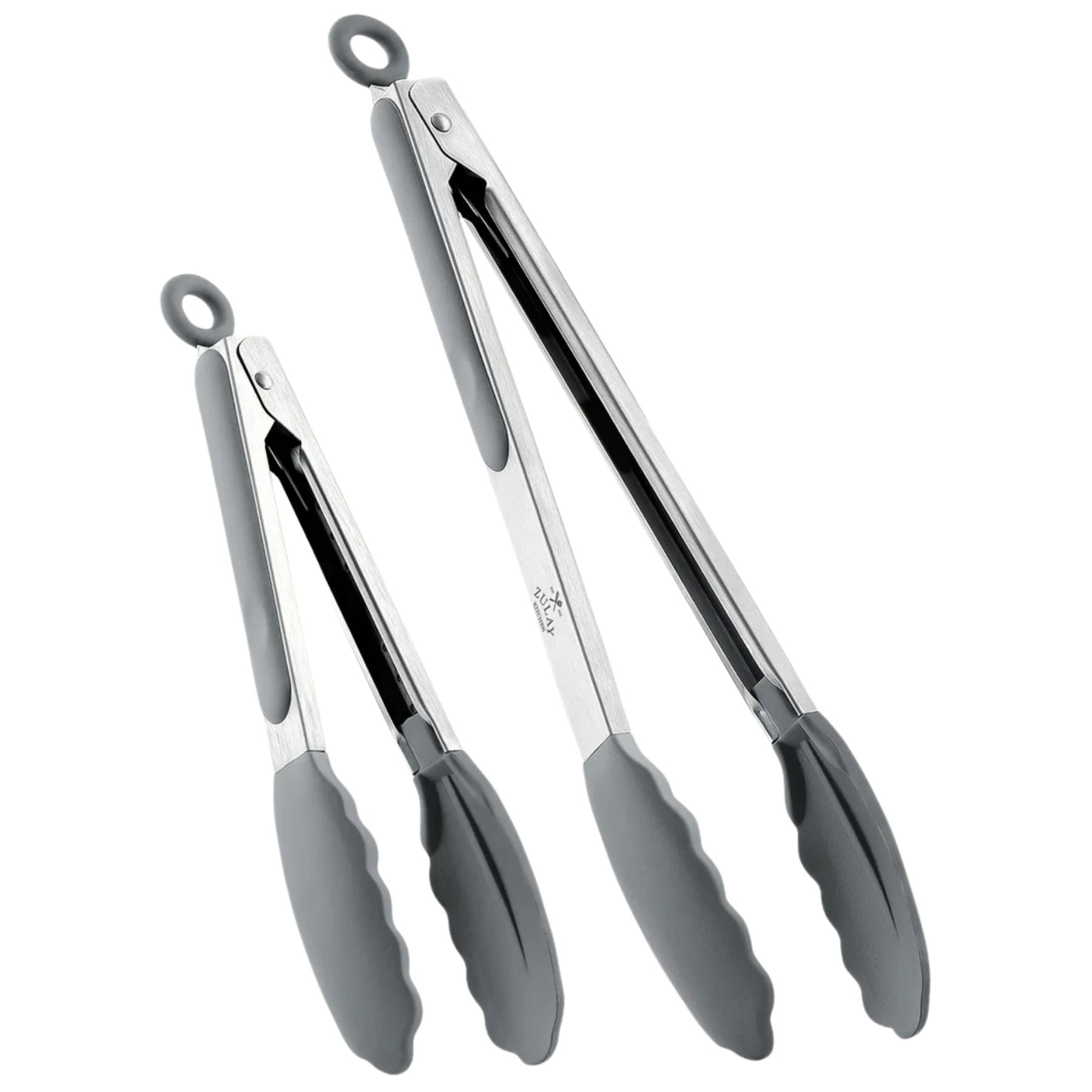 2 Piece Tongs For Cooking (9" & 12") - Silver and Gray by Zulay Kitchen