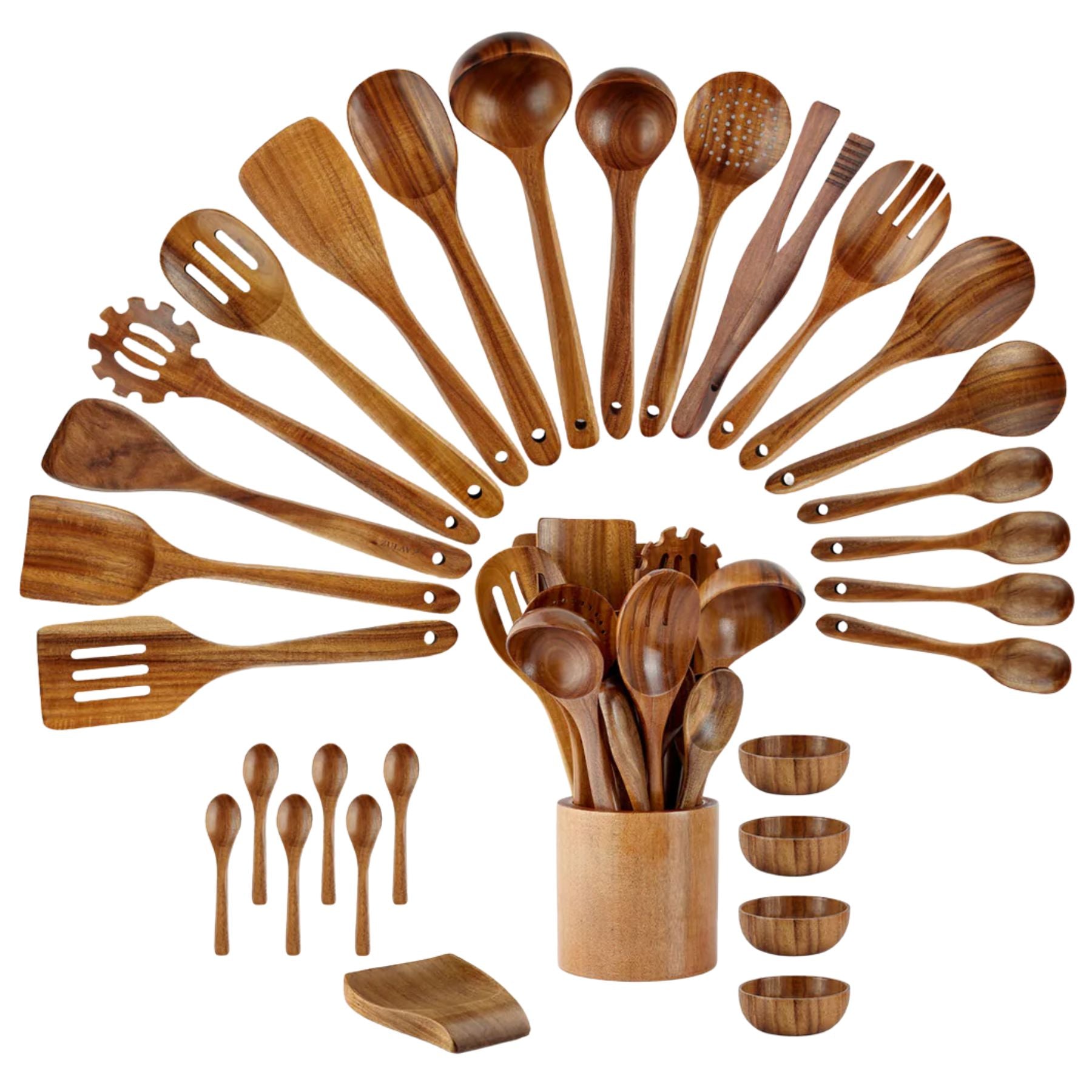 Zulay Kitchen Teak Wood Utensils - Thumbnail 2