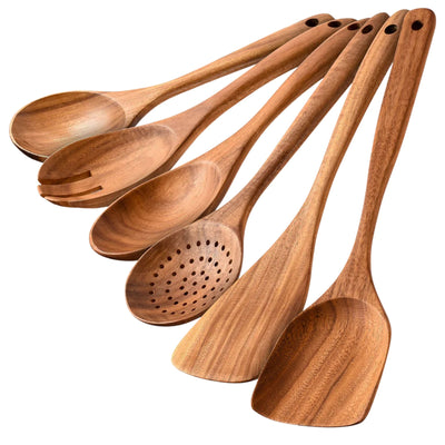 Teak Wood Utensils Set - 6pc Set by Zulay Kitchen