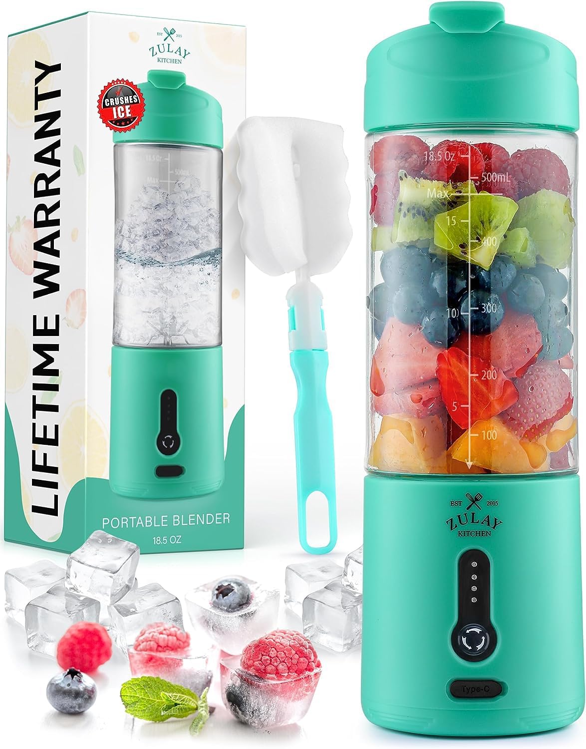 Portable Blender for Shakes and Smoothies, Personal Travel Blender for Protein with 6 Blades USB Rechargeable Battery, Crush Ice, Frozen Fruit and