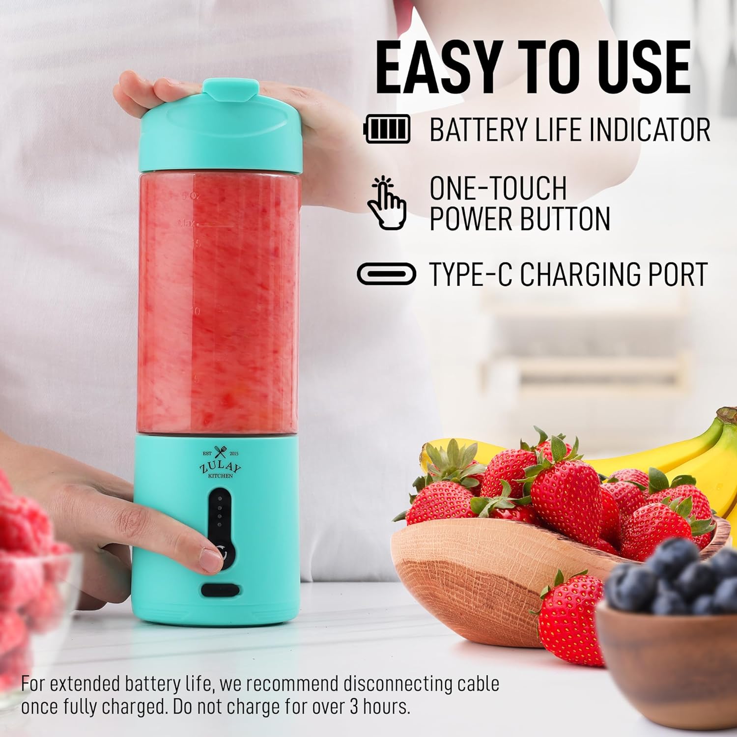 Portable Blender With Cleaning Brush, Personal Electric Juicer Cup