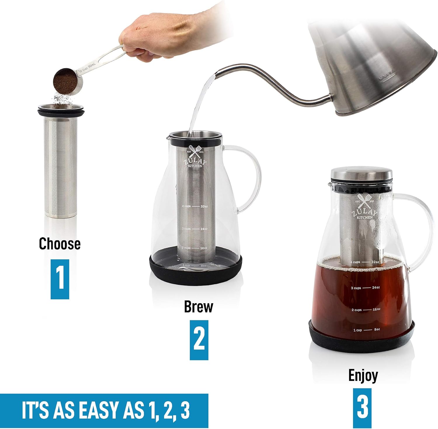 Easy-to-use Cold Brew Coffee Maker by Zulay Kitchen