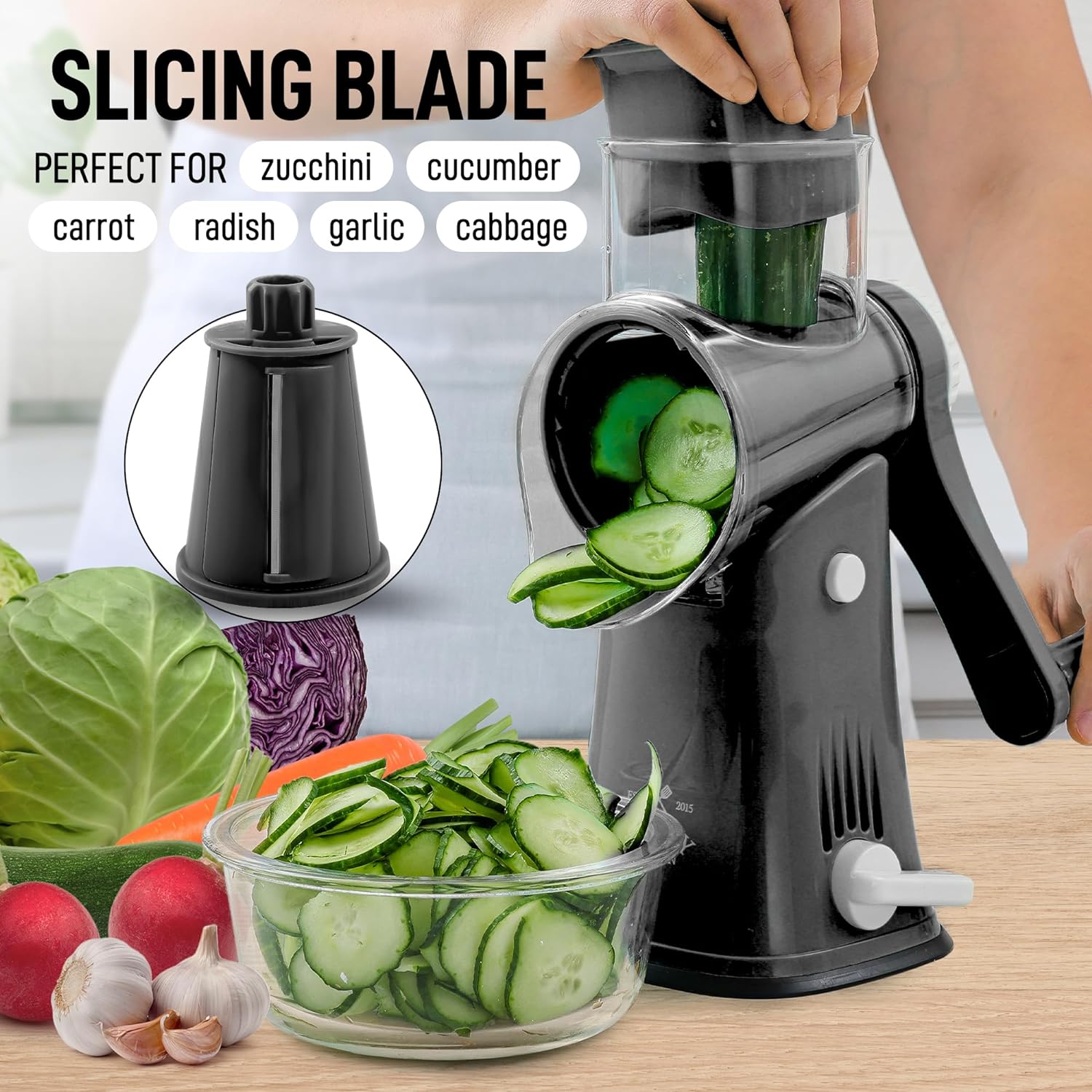 Cheese Grater Vegetable Hand Rotating Roller Vegetable Cutter
