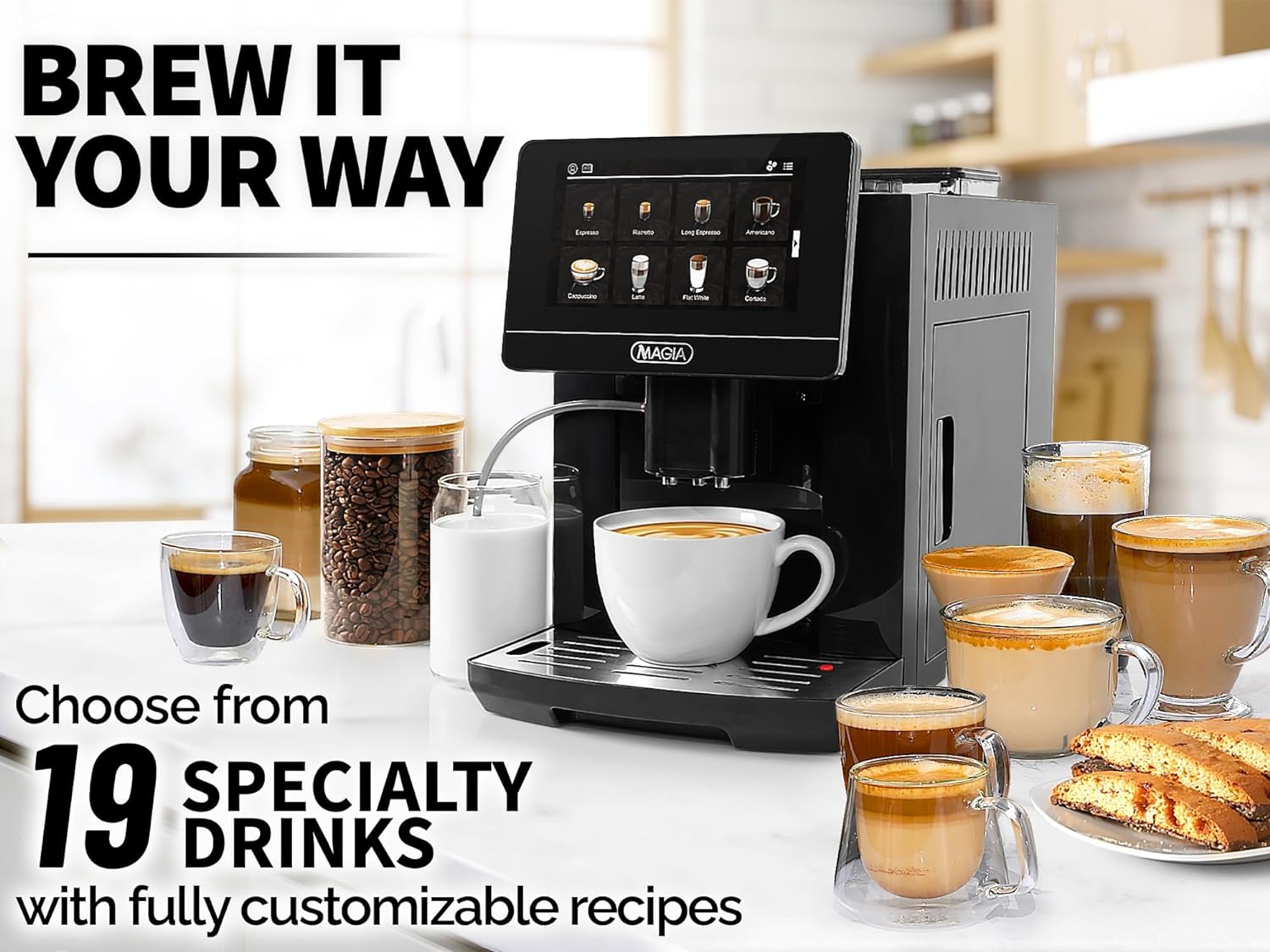Espresso Machine with Grinder, Automatic Coffee Machine