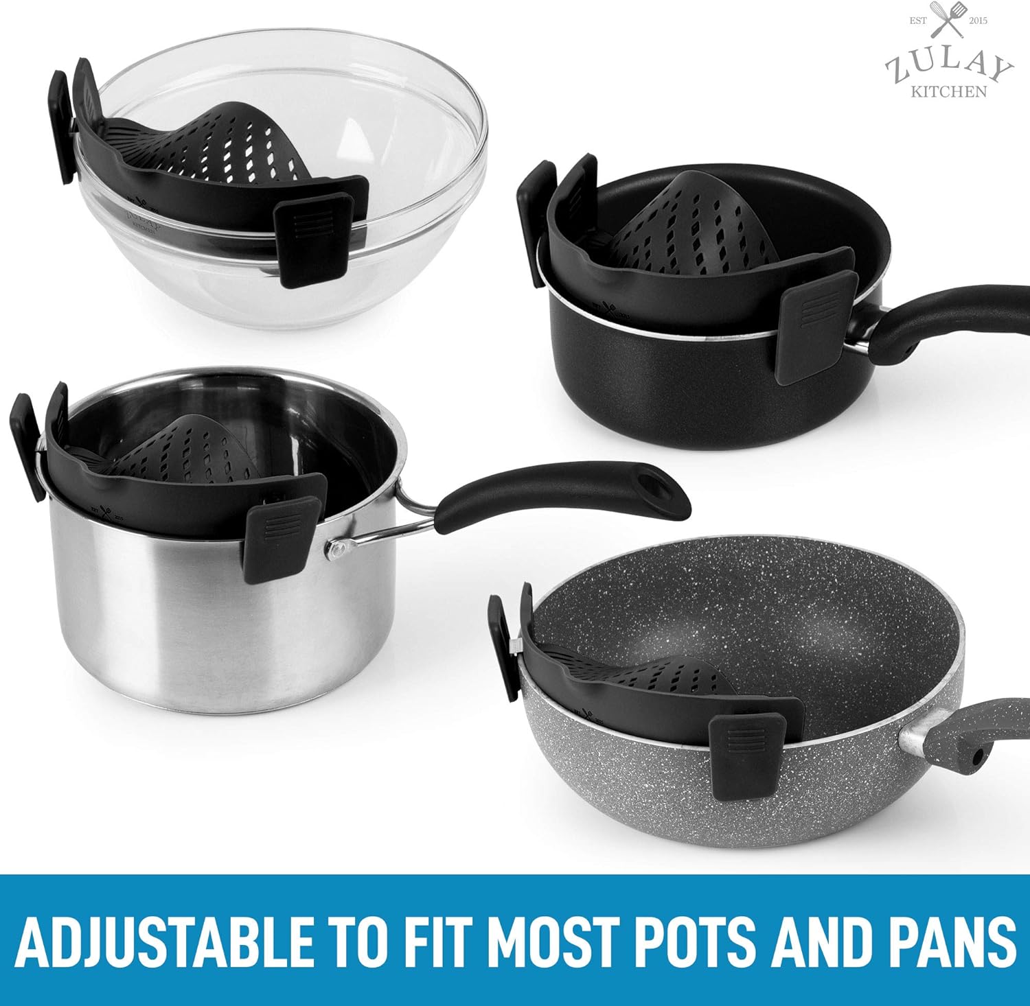 Adjustable Silicone Pot Strainer With Clips