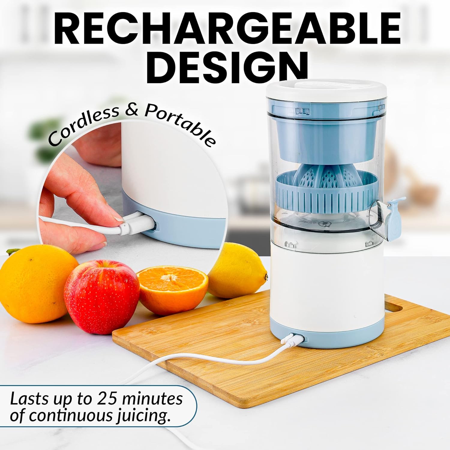  Citrus Juicer Machines Rechargeable - Portable Juicer with USB  and Cleaning Brush for Orange, Lemon, Grapefruit: Home & Kitchen