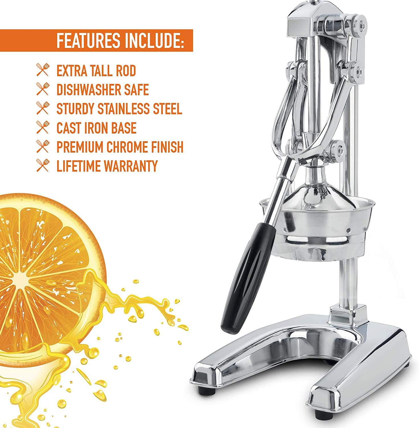 Zulay Kitchen Cast-Iron Orange Juice Squeezer - Heavy-Duty, Easy-to-Clean,  Professional Citrus Juicer - Durable Stainless Steel Lemon Squeezer 