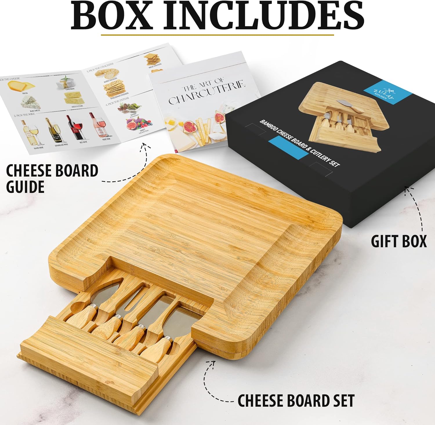 Light Bamboo Cheese Board Set