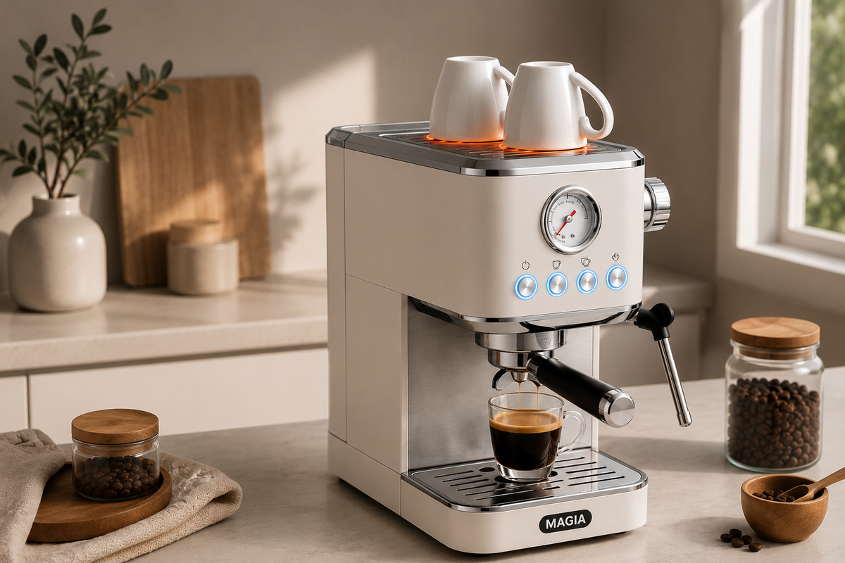 Compact Espresso Machine - White by Zulay Kitchen 