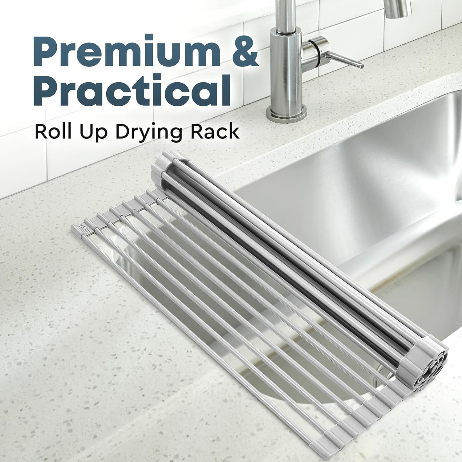 Roll-up Dish Drying Rack, Over-sink Dish Rack, Collapsible Multi