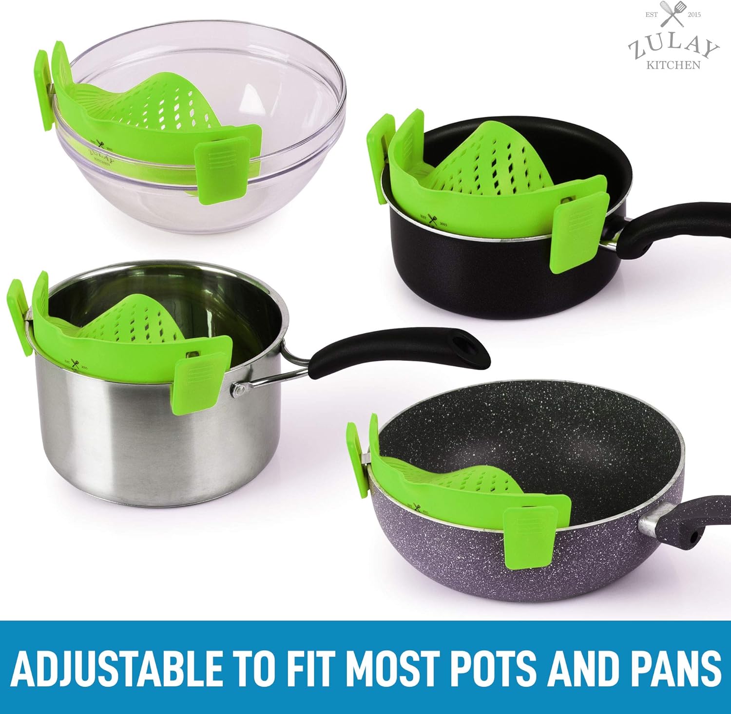 Adjustable Silicone Pot Strainer With Clips