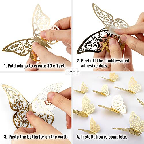 3D Butterfly Wall Decor - 48 Pieces
