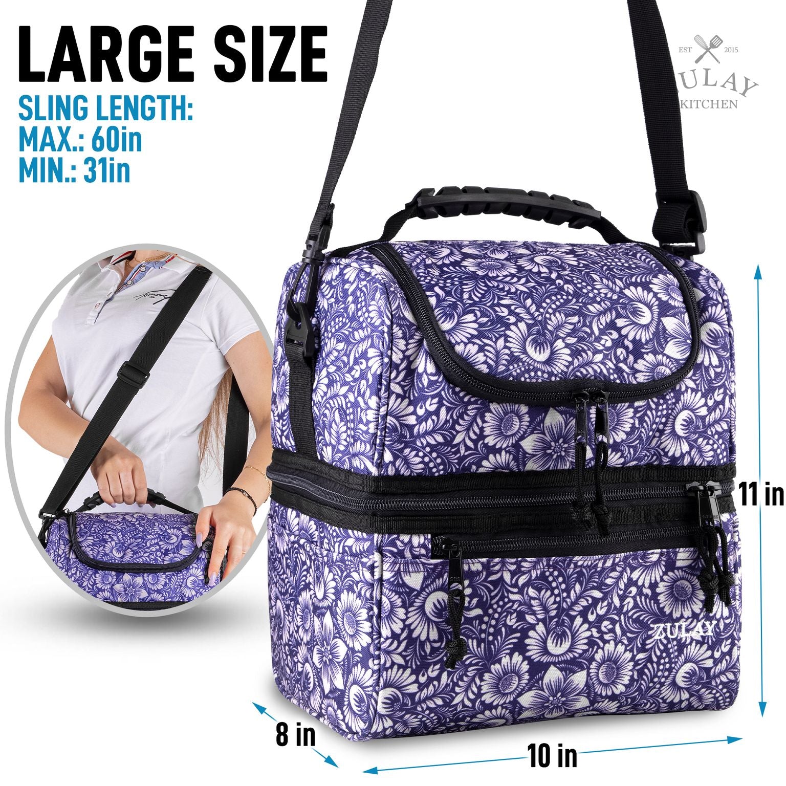 Zulay Kitchen Insulated 2-Compartment Lunch Box Bag With Strap - Caribbean  Blue, 1 - Kroger