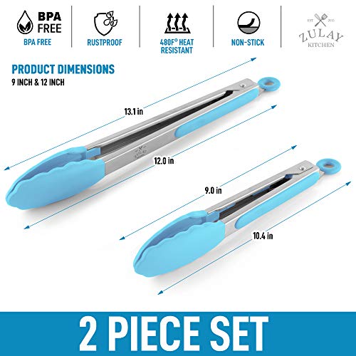 Kitchen Tongs, Stainless Steel with Non-Stick Silicone Tips, Set