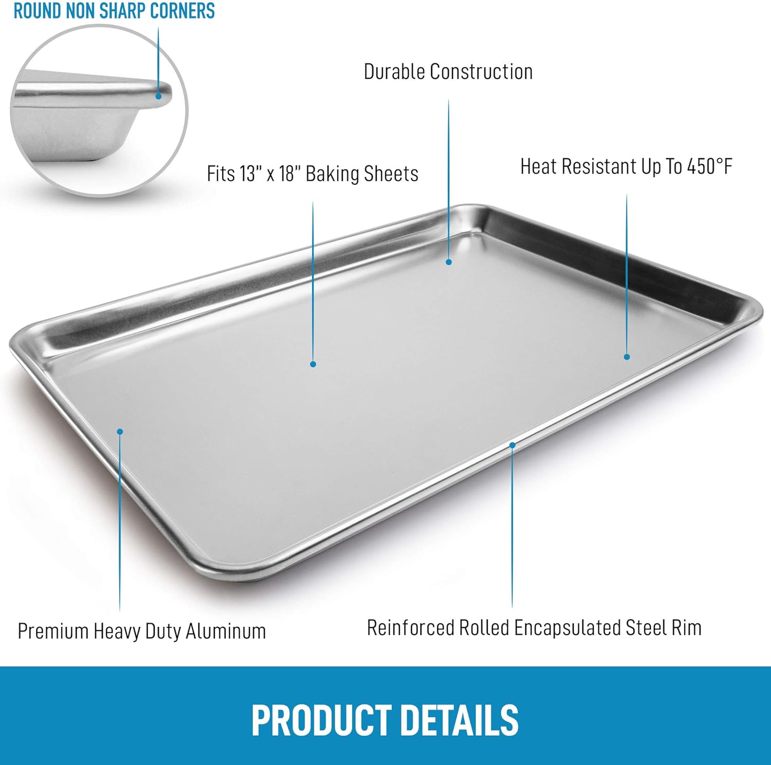  Excellante 18 X 13 Half Size Aluminum Sheet Pan, Comes In  Each: Baking Sheets: Home & Kitchen