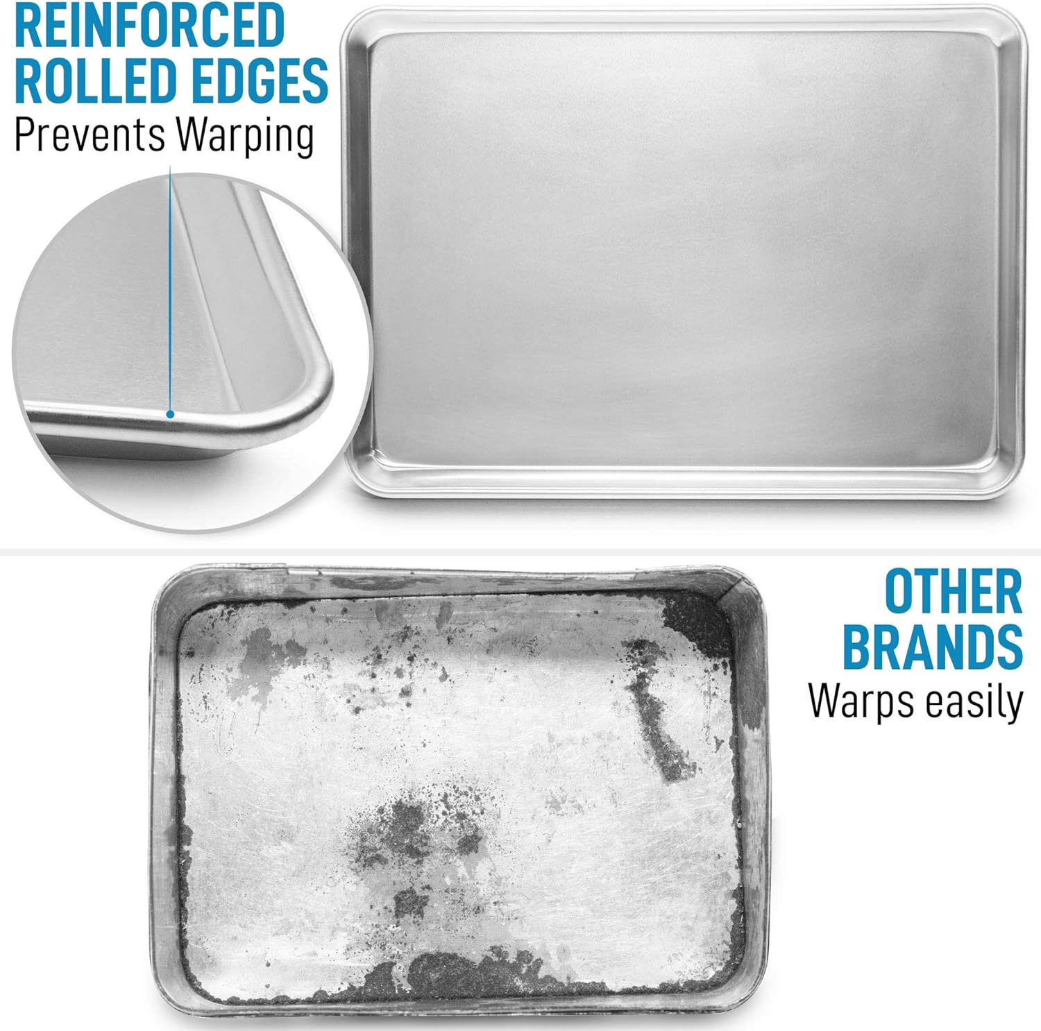 Aluminum Baking Sheet with Stainless Steel Cooling Rack Set by Ultra  Cuisine – Half Sheet Size Pan 13 x 18 inch, Durable Rimmed Sides, Easy  Clean, Commercial Quality for Cooking and Roasting