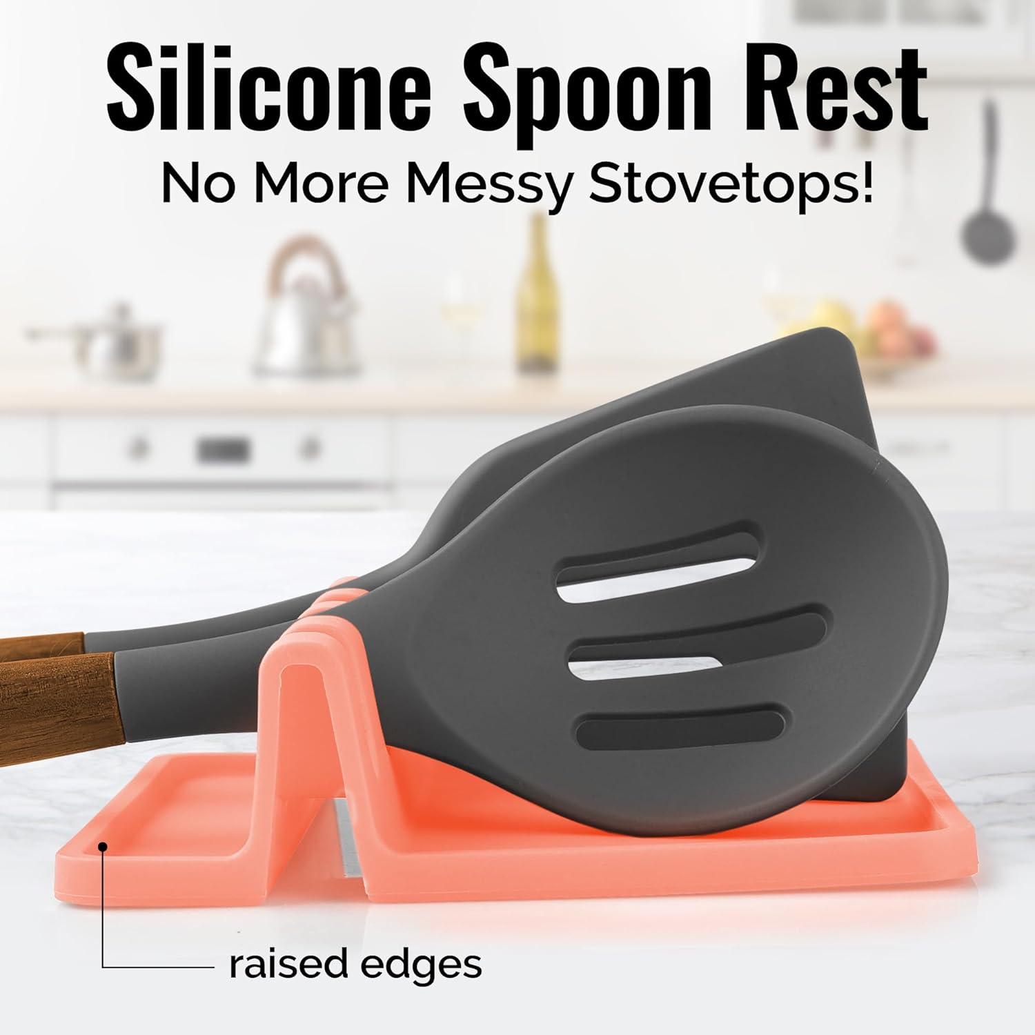 Silicone Utensil Rest by Kasian House - Extra Large Kitchen Spoon Rest