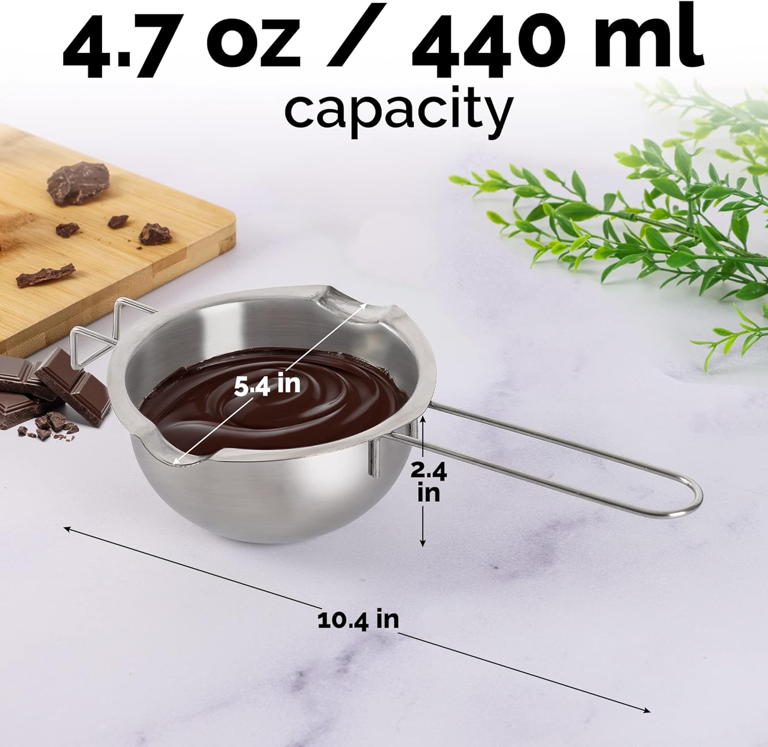 SONGZIMING Stainless Steel Double Boiler Pot for Melting Chocolate, Candy  and Candle Making (18/8 Steel