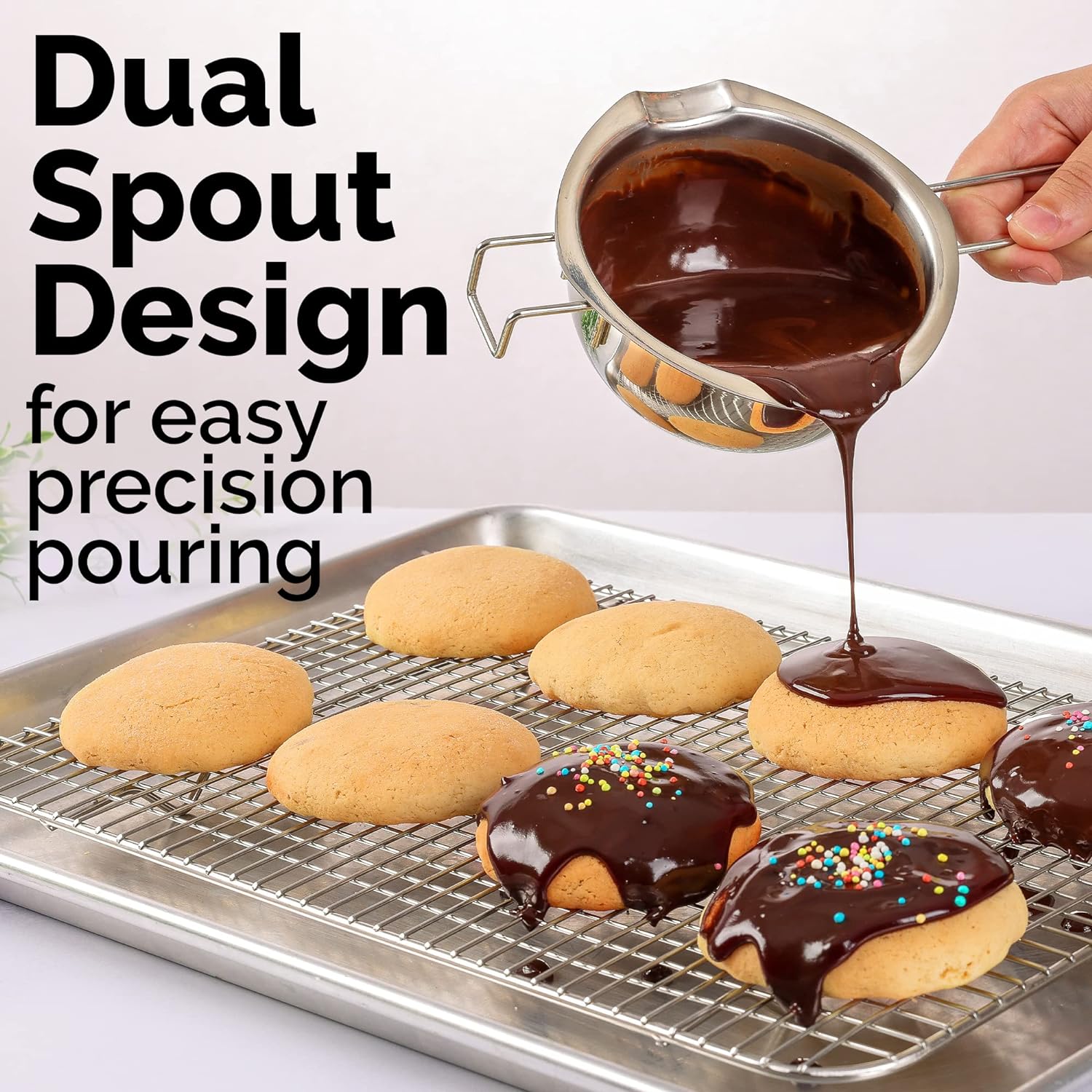 Dual spout design chocolate melting pot