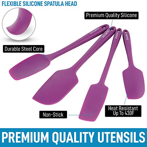 4 Piece Silicone Spatula Set, Flexible Heat Resistant Non-scratch Baking  Cooking Rubber Spatulas with Stainless Steel Core, Gray