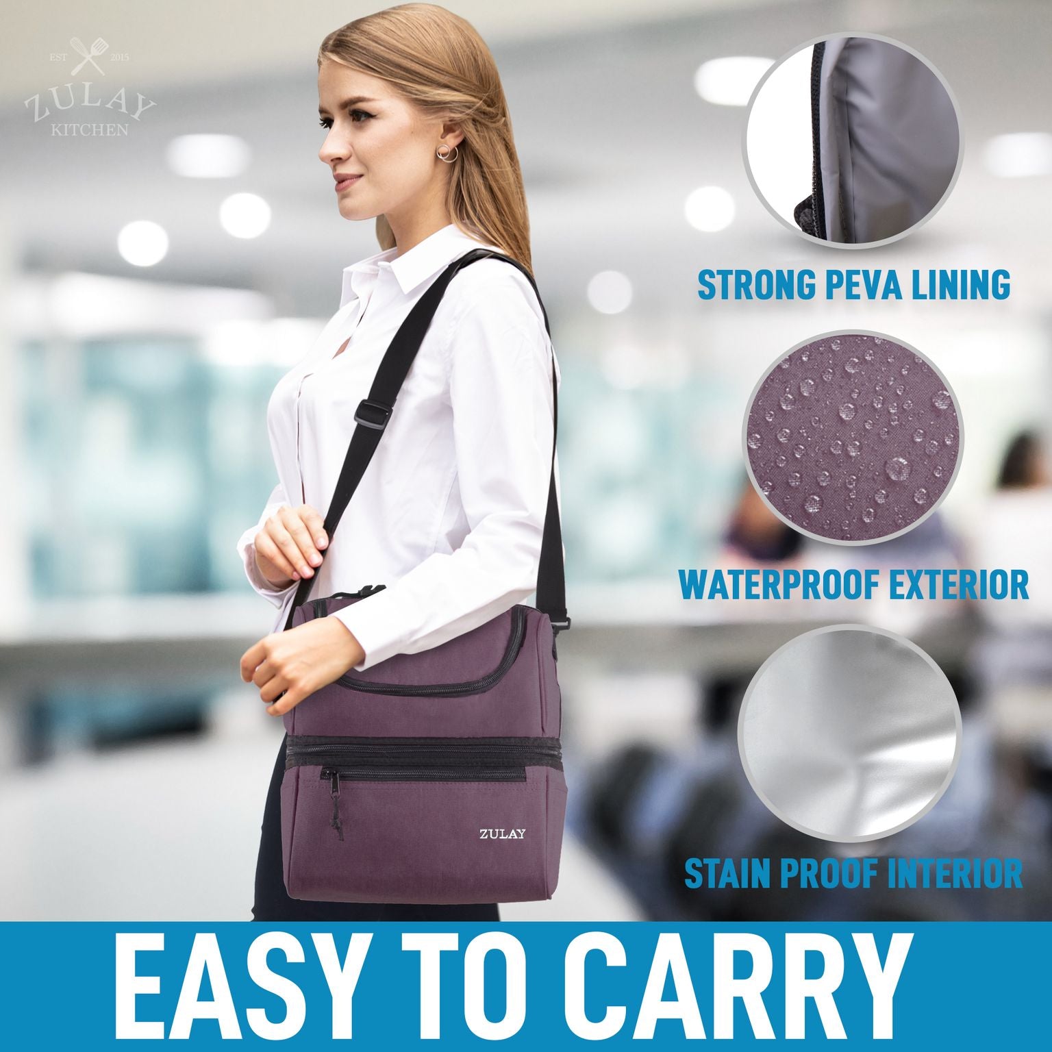 Insulated 2-Compartment Lunch Box Bag With Strap Online | Zulay Kitchen -  Save Big Today | Vorratsdosen