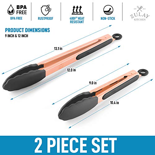 2 Piece Tongs For Cooking (9" & 12")