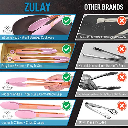Zulay Kitchen Tongs With Silicone Tips and Lock Mechanism (9 & 12 ) - Rose  Gold - Pink, 2 - Fry's Food Stores