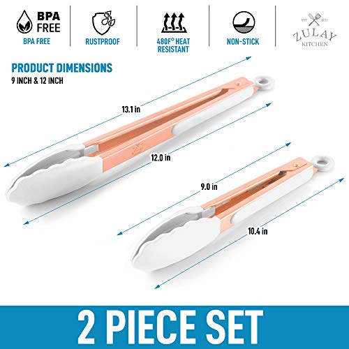 Tribal Cooking Kitchen Tongs with Silicone Tips - Stainless Steel tongs for  cooking - 9 and 12 Tongs With Silicone Rubber Grips, Small and Large 