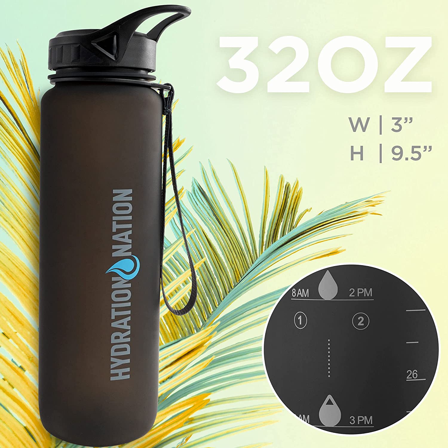 Hydration Nation Water Bottle With Time Marker (32 oz) - Zulay KitchenZulay Kitchen