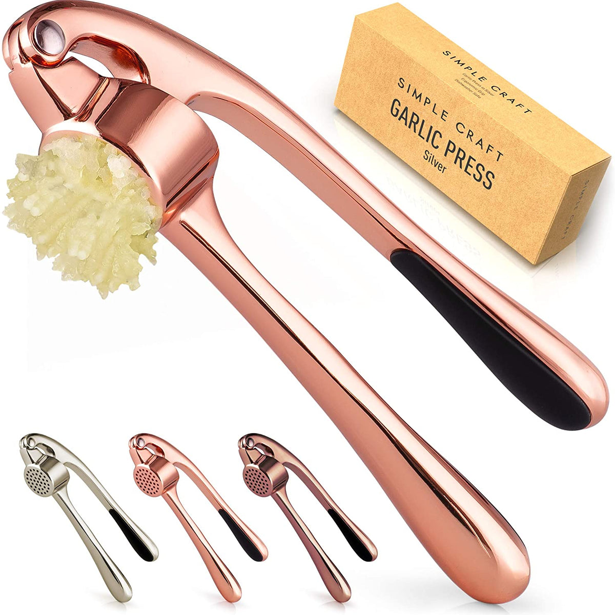 Aoibox 8.4 oz. Garlic Mincer Tool with Sturdy Design Extracts More Garlic Paste, Soft and Easy to Squeeze, Gold