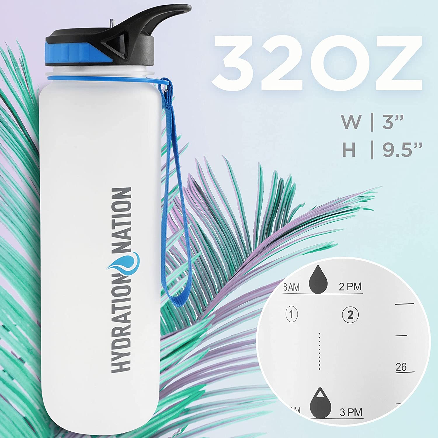 Zulay Kitchen Hydration Nation Water Bottle With Time Marker 32 oz - Blue,  1 - Fred Meyer