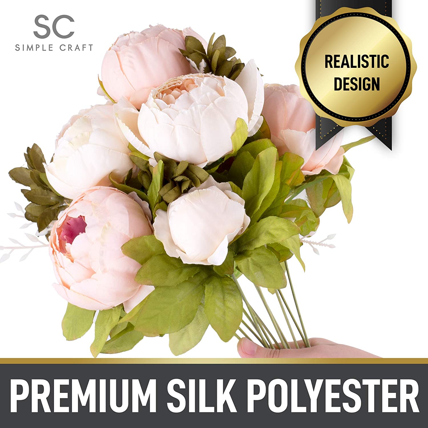Simple Craft Peony Flowers Artificial for Decoration from Zulay Kitchen