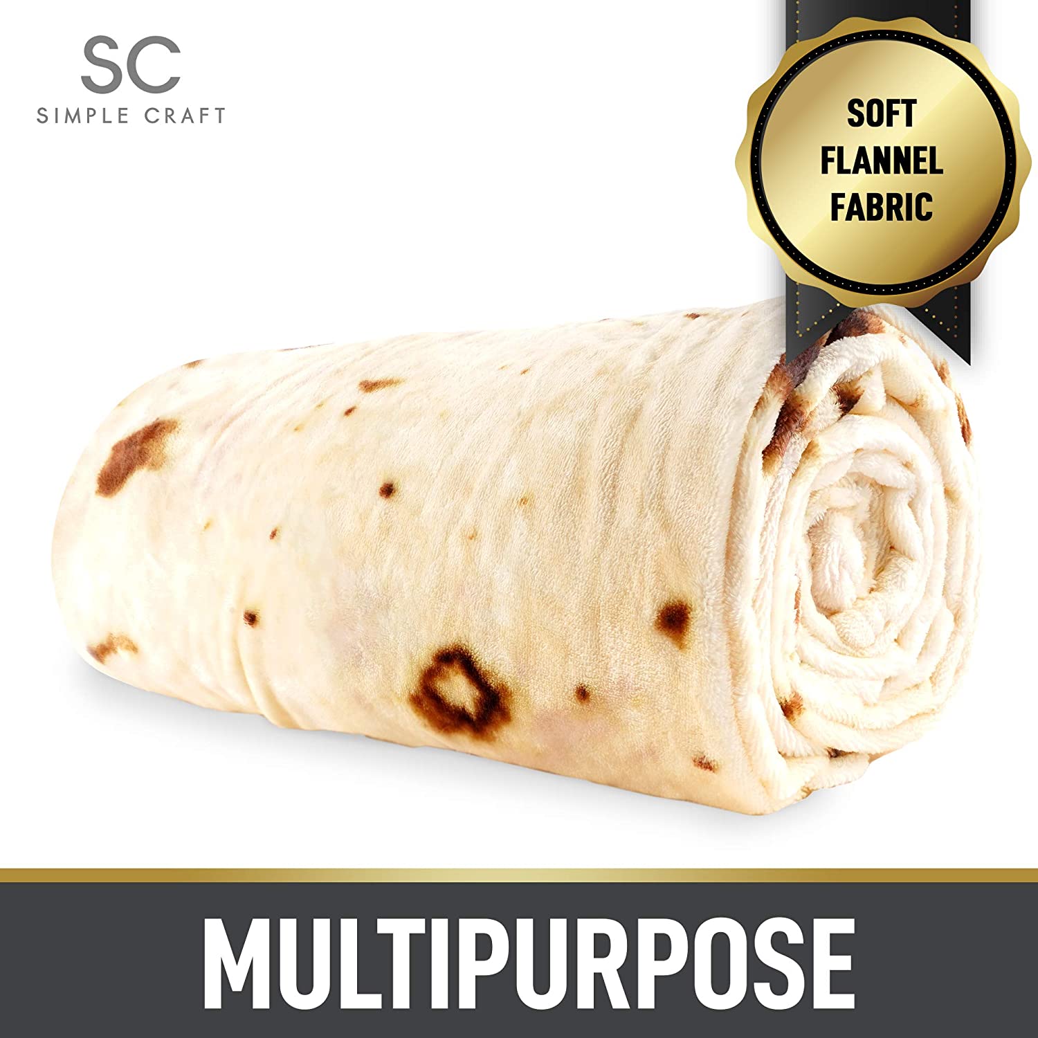 Simple Craft (60 Inch) Tortilla Giant Tortilla Blanket For Adults & Kids - Throw Blanket - For Indoors, Outdoors & More from Zulay Kitchen