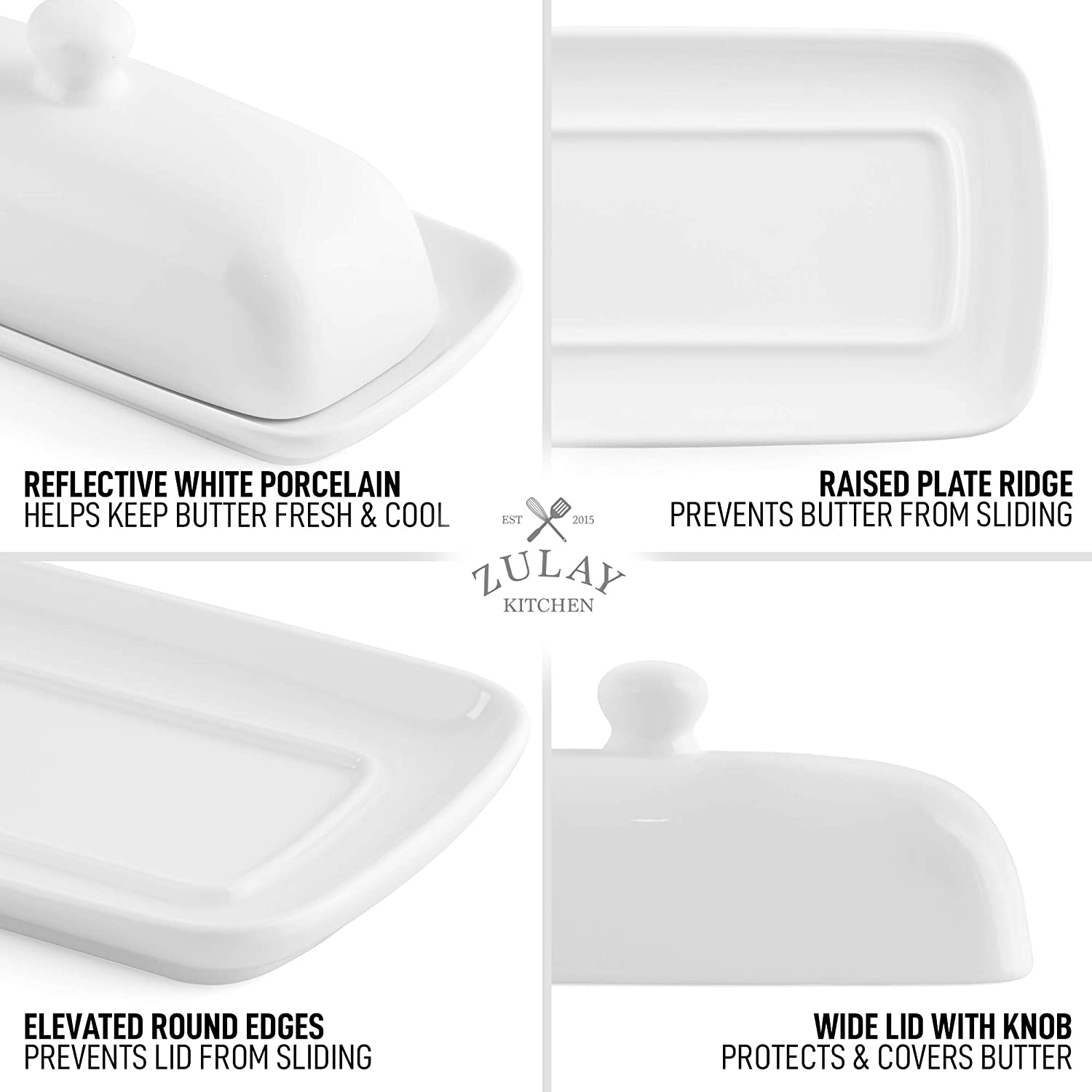 Classic Style Porcelain White Butter Dish With Lid - Zulay KitchenZulay Kitchen