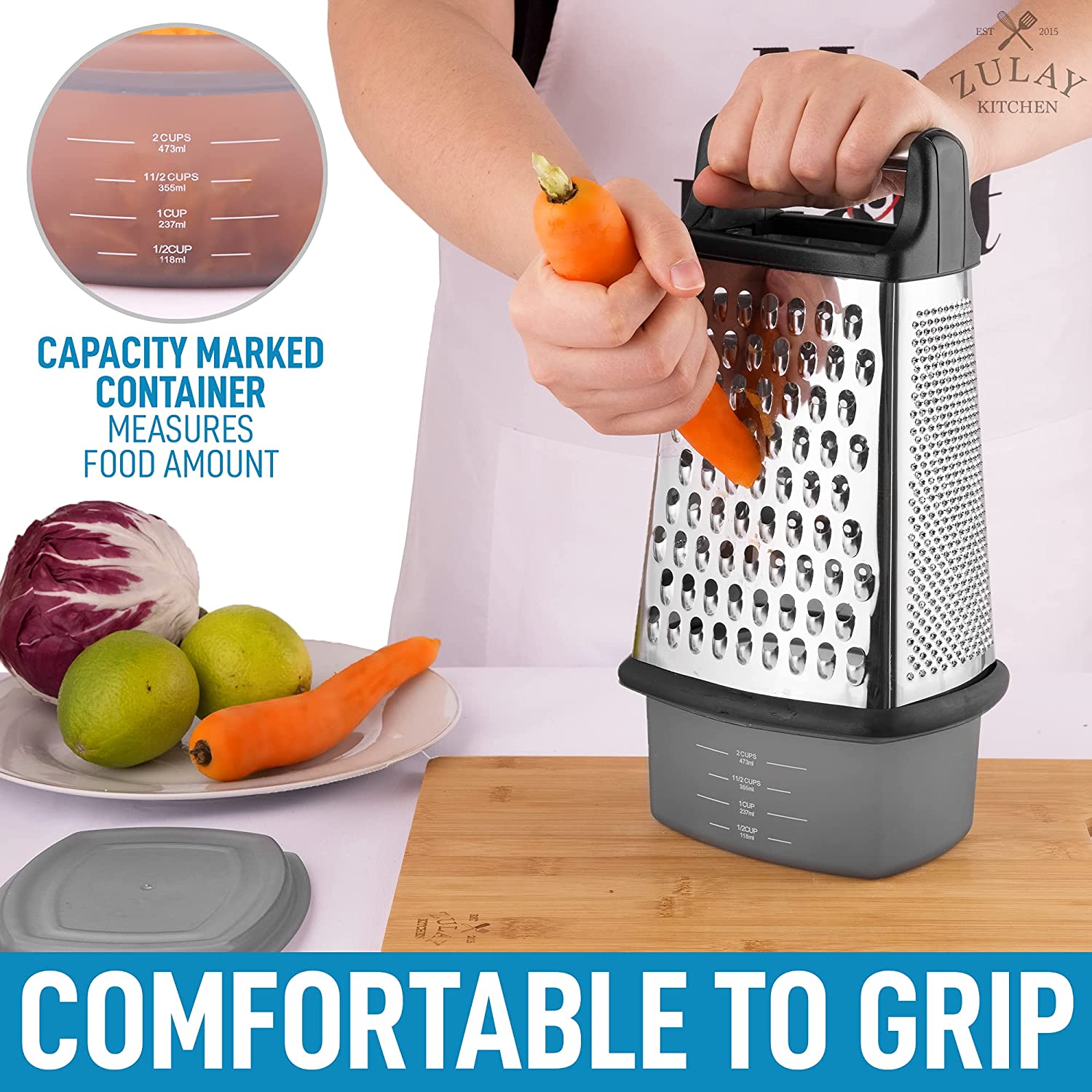 4-Sided Cheese Grater With Container - Zulay KitchenZulay Kitchen