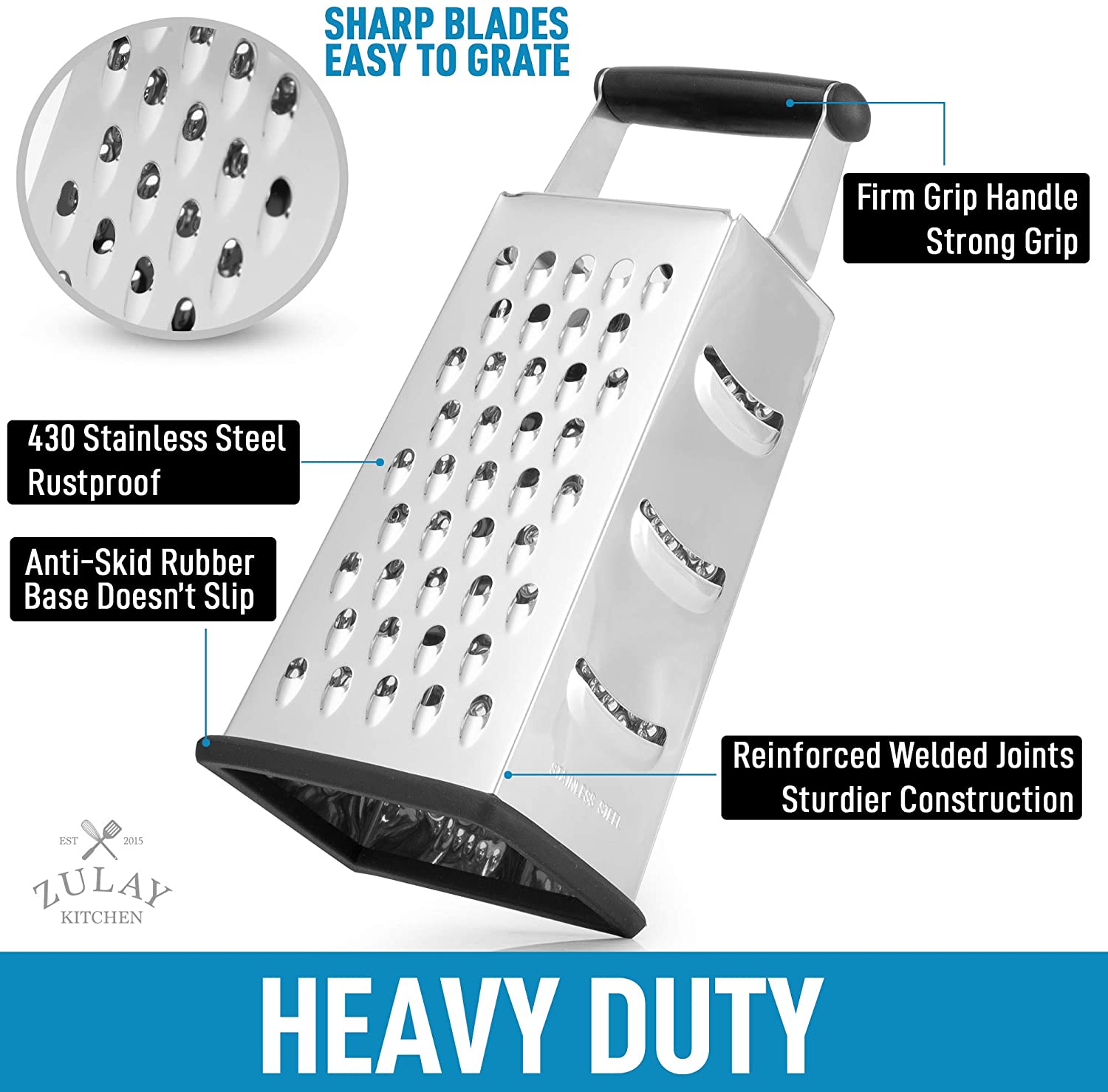 Zulay Kitchen Professional Stainless Steel Flat Handheld Cheese Grater -  Yellow